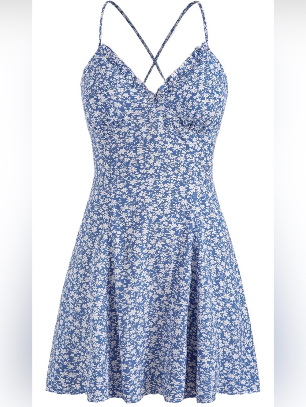 Cider Floral Mini Dress in Blue & White Like New